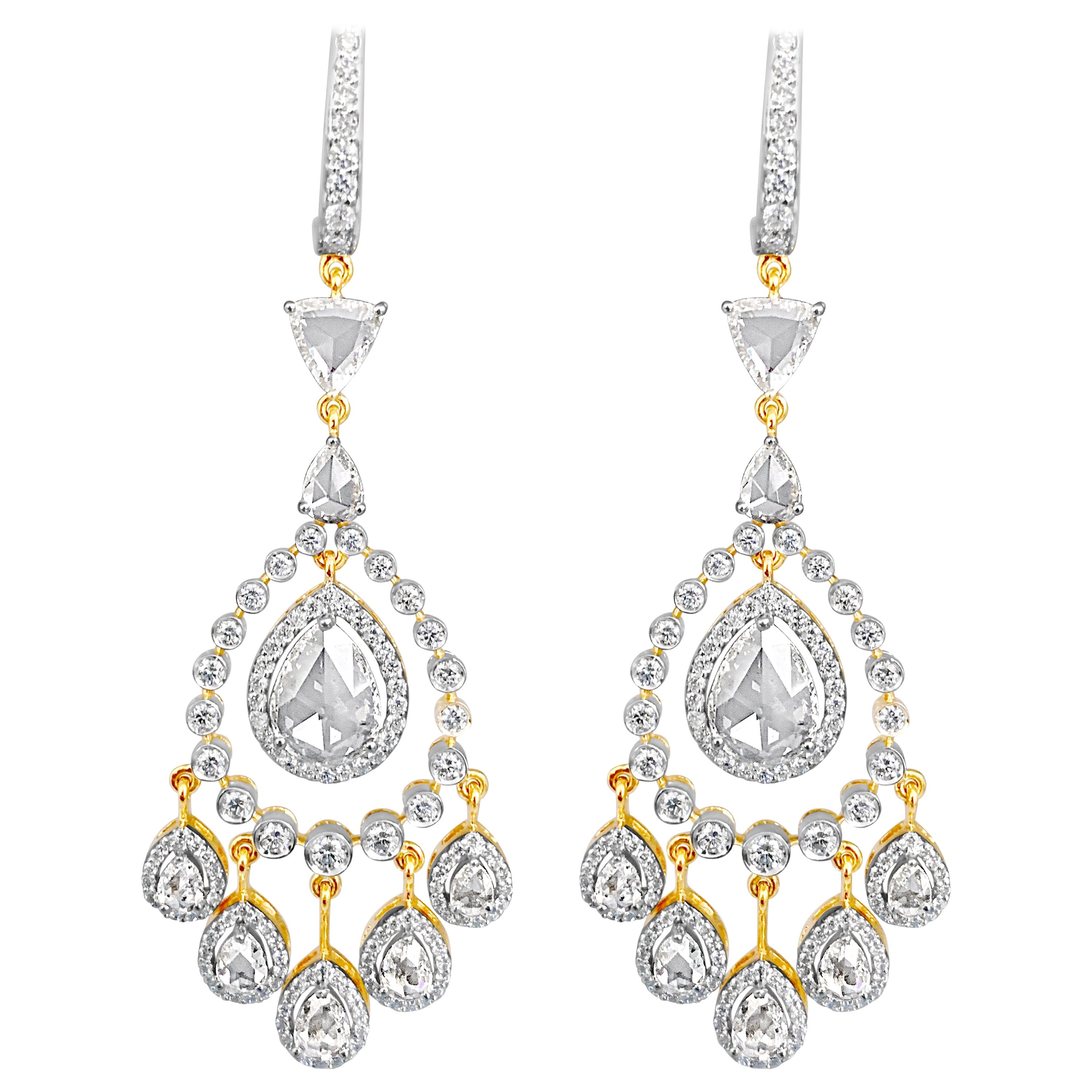 Round Brilliant Diamond String Drop Earrings For Sale at 1stDibs