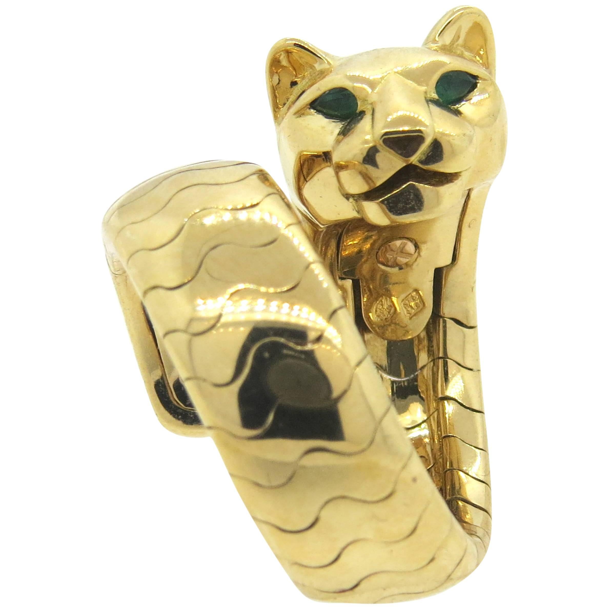 Cartier Panthere Onyx Emerald Gold Ring