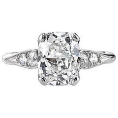 2.33 Carat Cushion Cut Diamond platinum Engagement Ring 