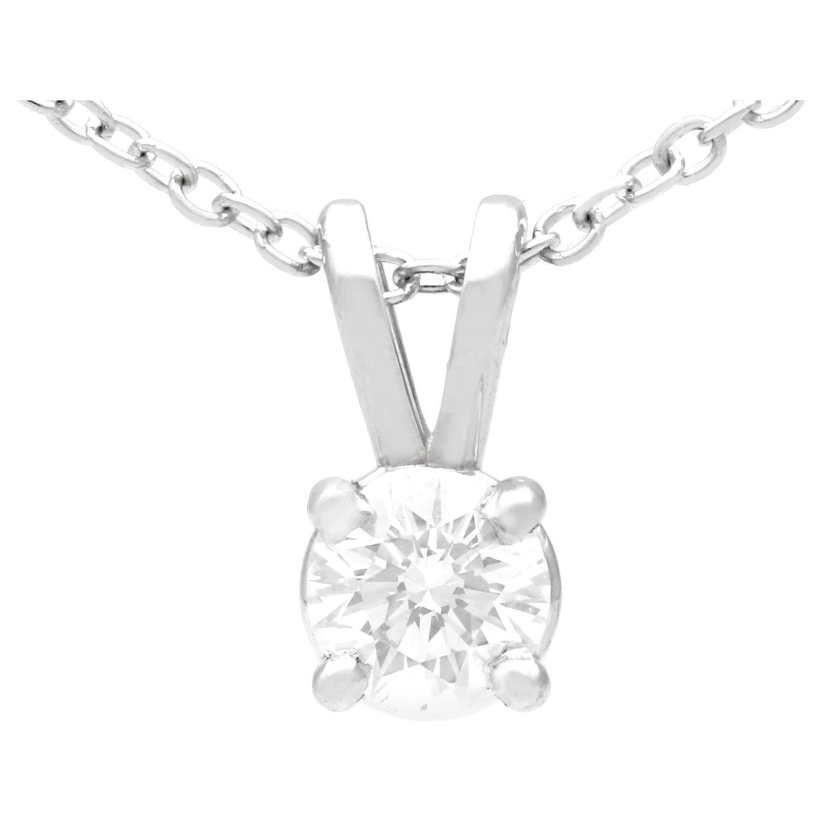 Diamond and Platinum Solitaire Pendant For Sale