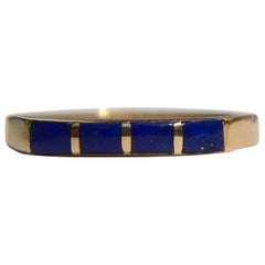 Vintage Navajo Lapis Lazuli 14 Karat Gold Inlay Band Ring