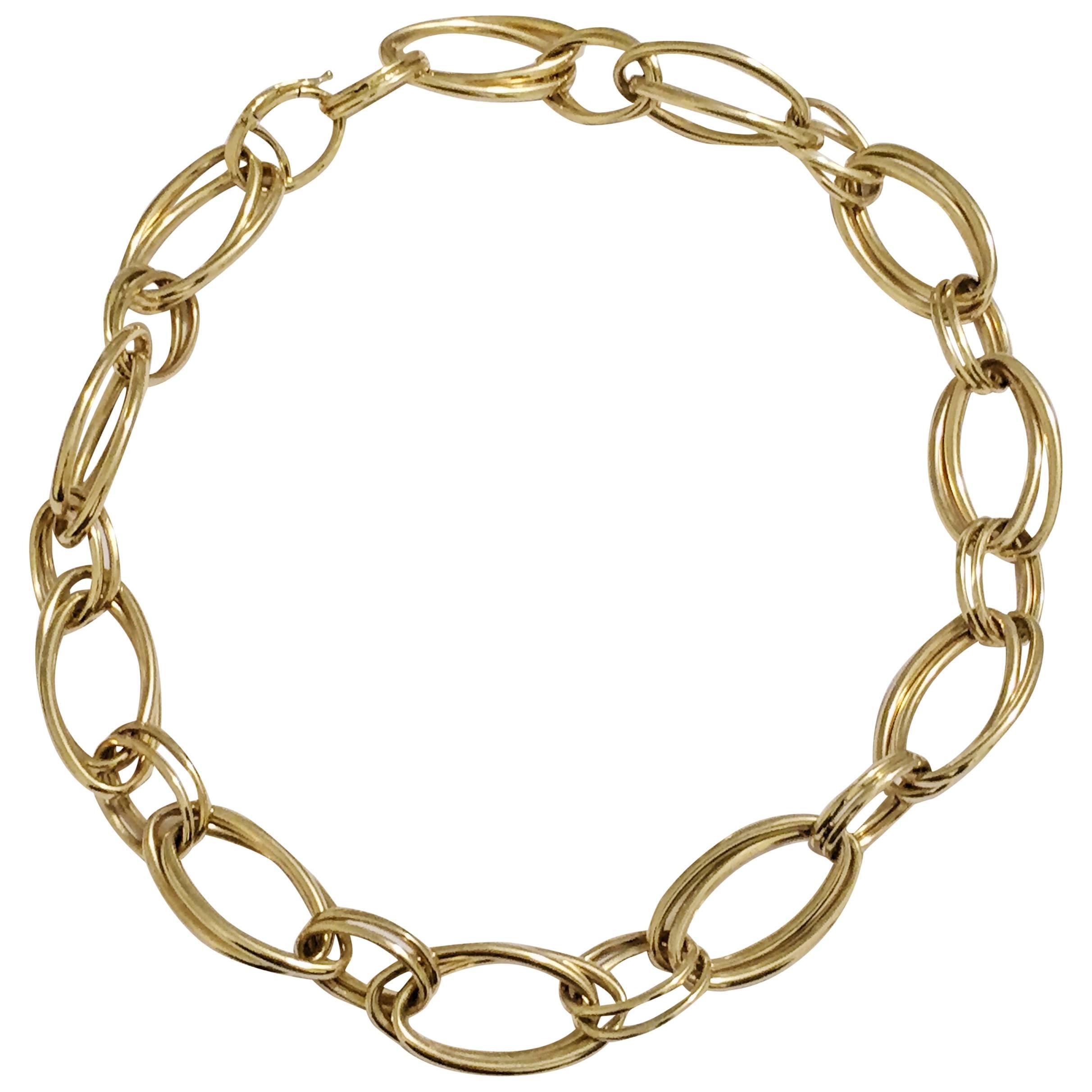 Gold Marquise Double Link Necklace For Sale at 1stDibs | marquise link ...