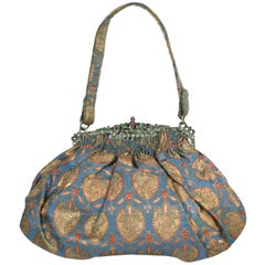 Art Deco Precious Stone Jewelled Lame Evening Bag