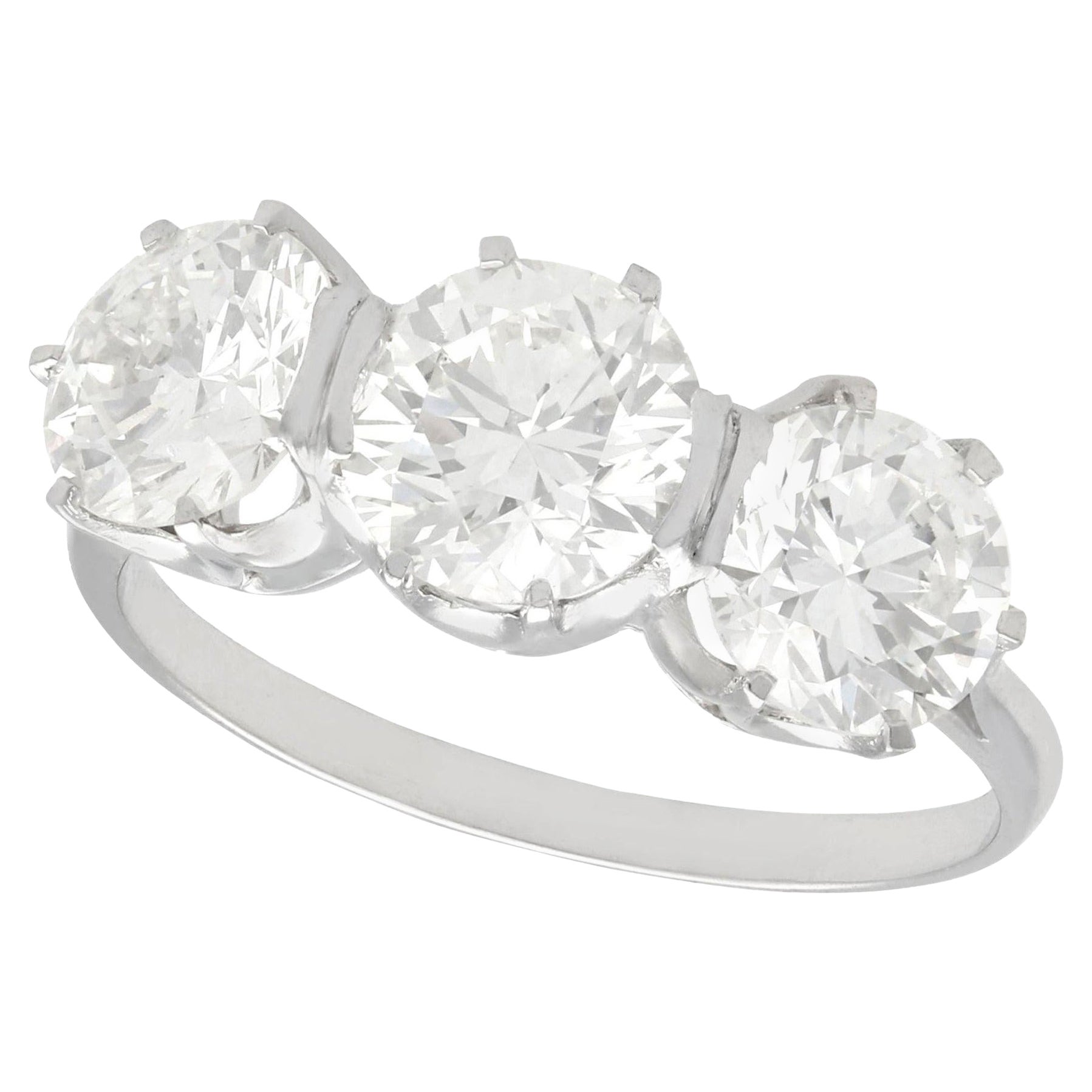 Vintage 3.53 Carat Diamond and Platinum Trilogy Engagement Ring For Sale