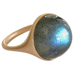 Vintage Dalben Round Labradorite Rose Gold Ring