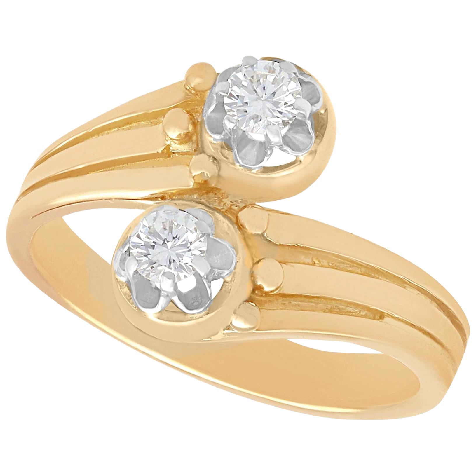 1960s Diamond and Yellow Gold Twist Ring