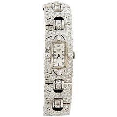 Antique Omega Tissot Lady's Platinum Diamond Wristwatch