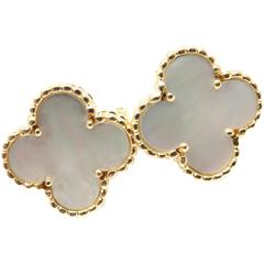 Van Cleef & Arpels Retro Alhambra Mother Of Pearl Gold Earrings