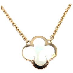 Van Cleef & Arpels Pure Alhambra  Mother Of Pearl Gold Pendant Necklace