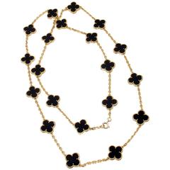 Van Cleef & Arpels 20 motif Onyx gold Vintage Alhambra Necklace