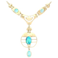 2.62 Carat Opal and Yellow Gold Necklace by Murrle Bennet & Co, Circa 1900