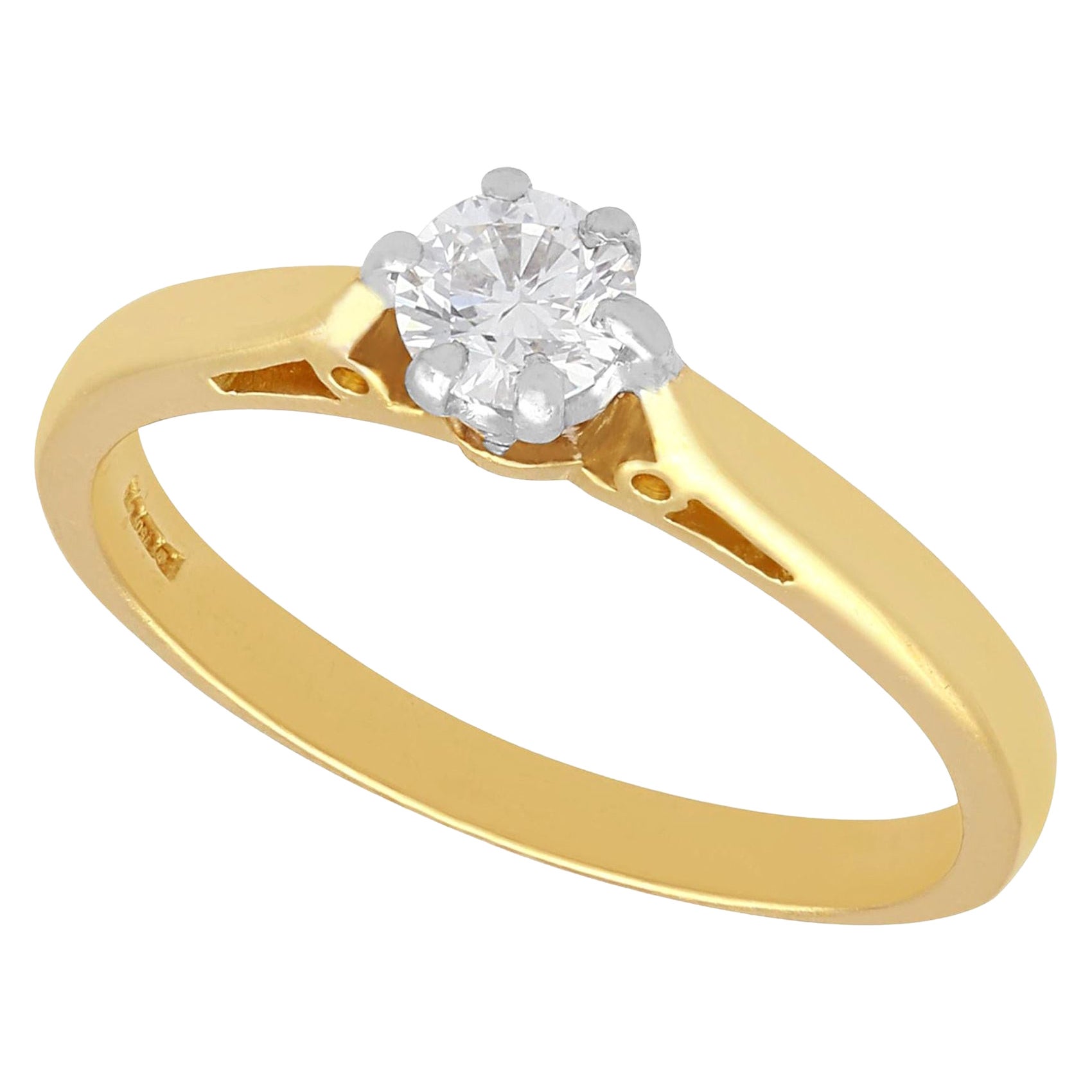 Zeitgenössischer Solitär-Verlobungsring aus Diamant und Gelbgold