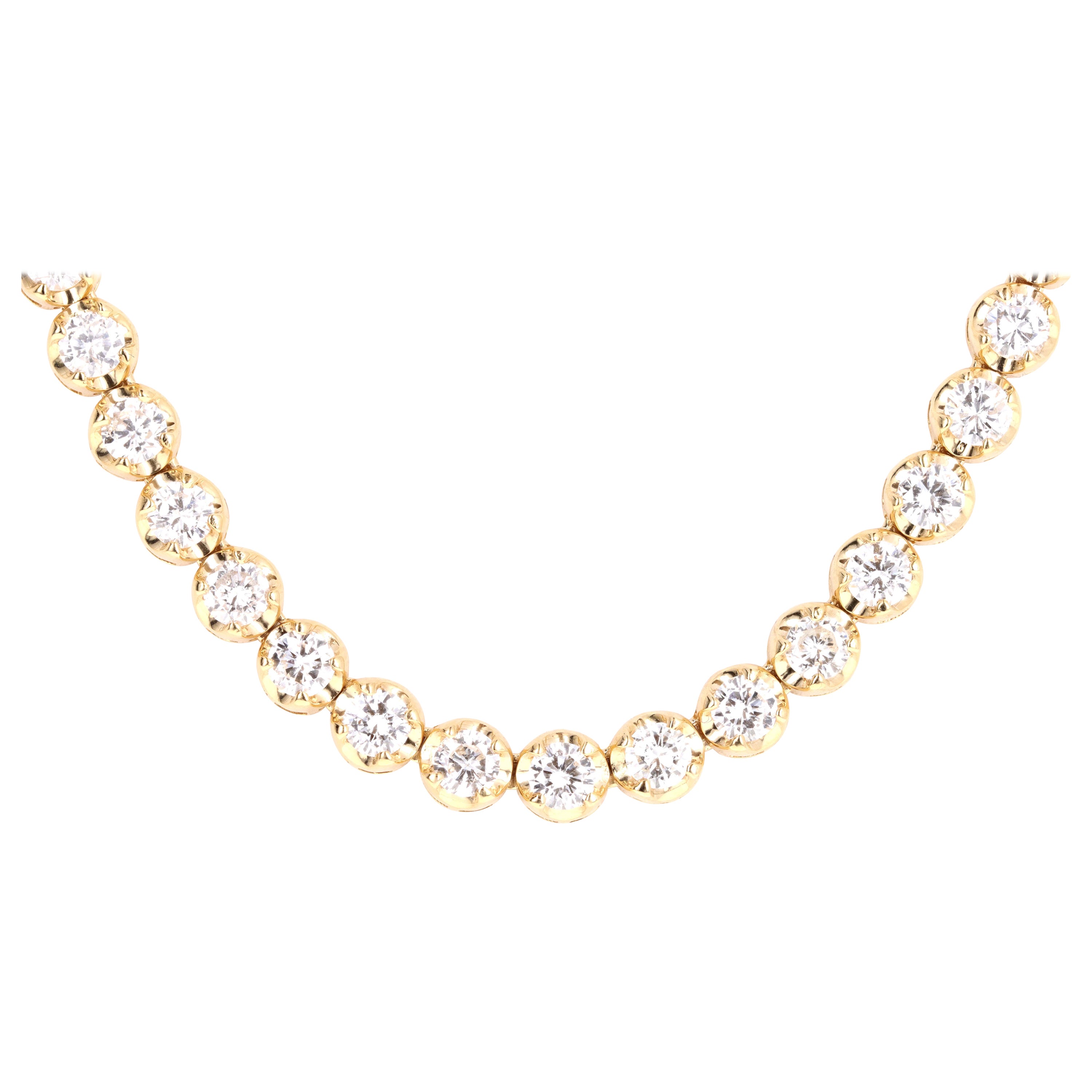 .65 Carat Round Brilliant Diamond Necklace, 14k Yellow Gold Adjustable
