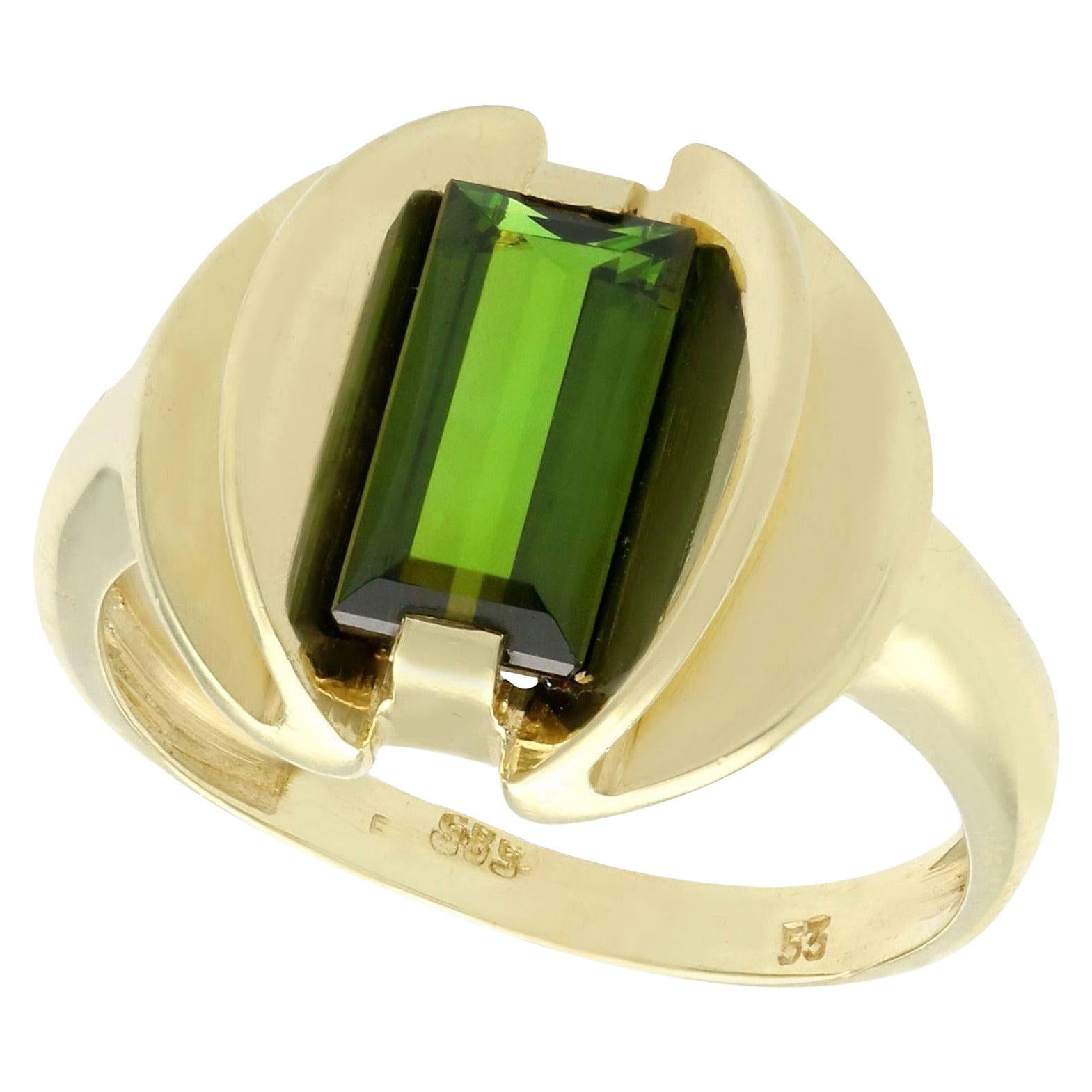 Vintage 2.05Ct Tourmaline and Yellow Gold Cocktail Ring For Sale