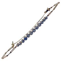 1900s Art Nouveau Diamonds 1.10 Carats Gold Chain Bracelet Vienna 2