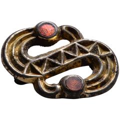 Anglo Saxon Silver Gilt & Garnet Raven Brooch - 550 AD