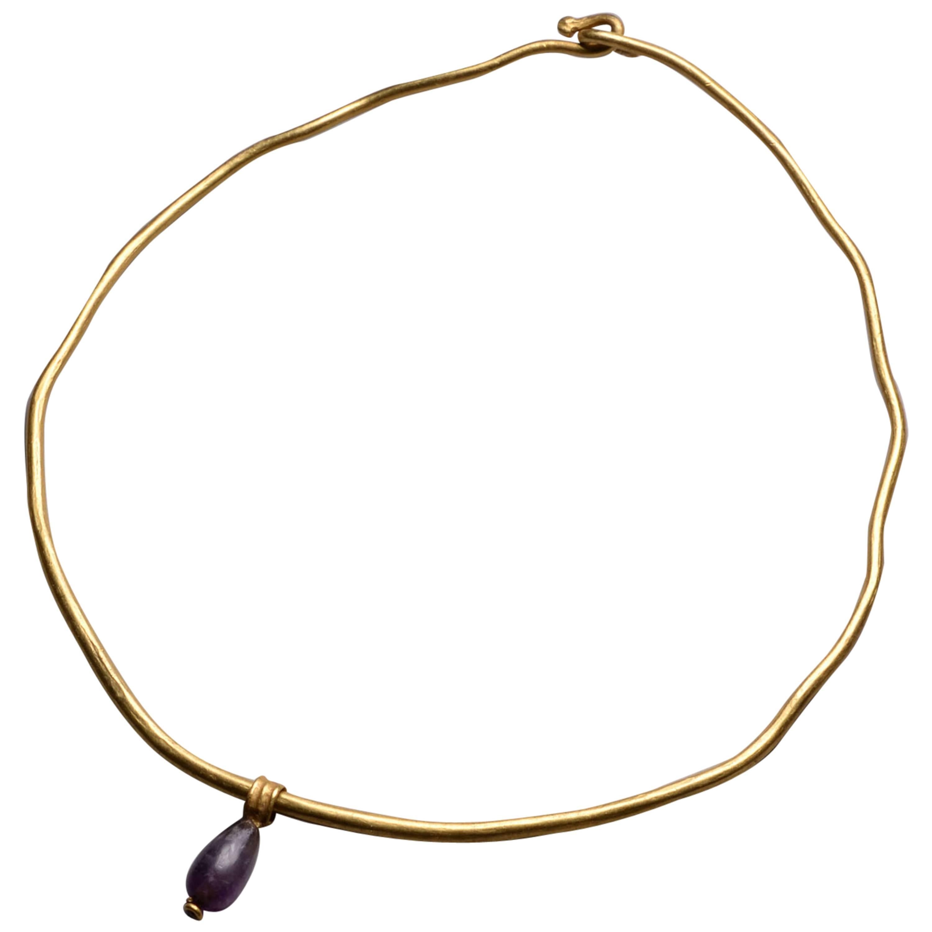 Ancient Roman Gold Amethyst Armlet / Bangle - 150 AD For Sale