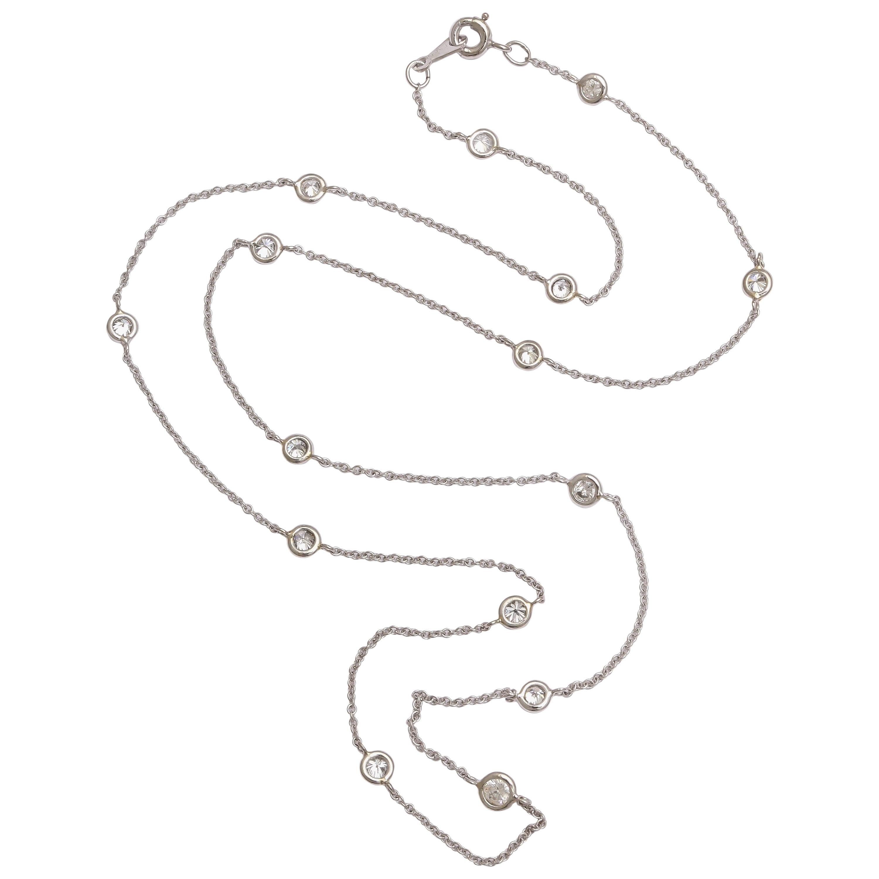 Classical Diamond by the Yard Platinum Chain Necklace For Sale