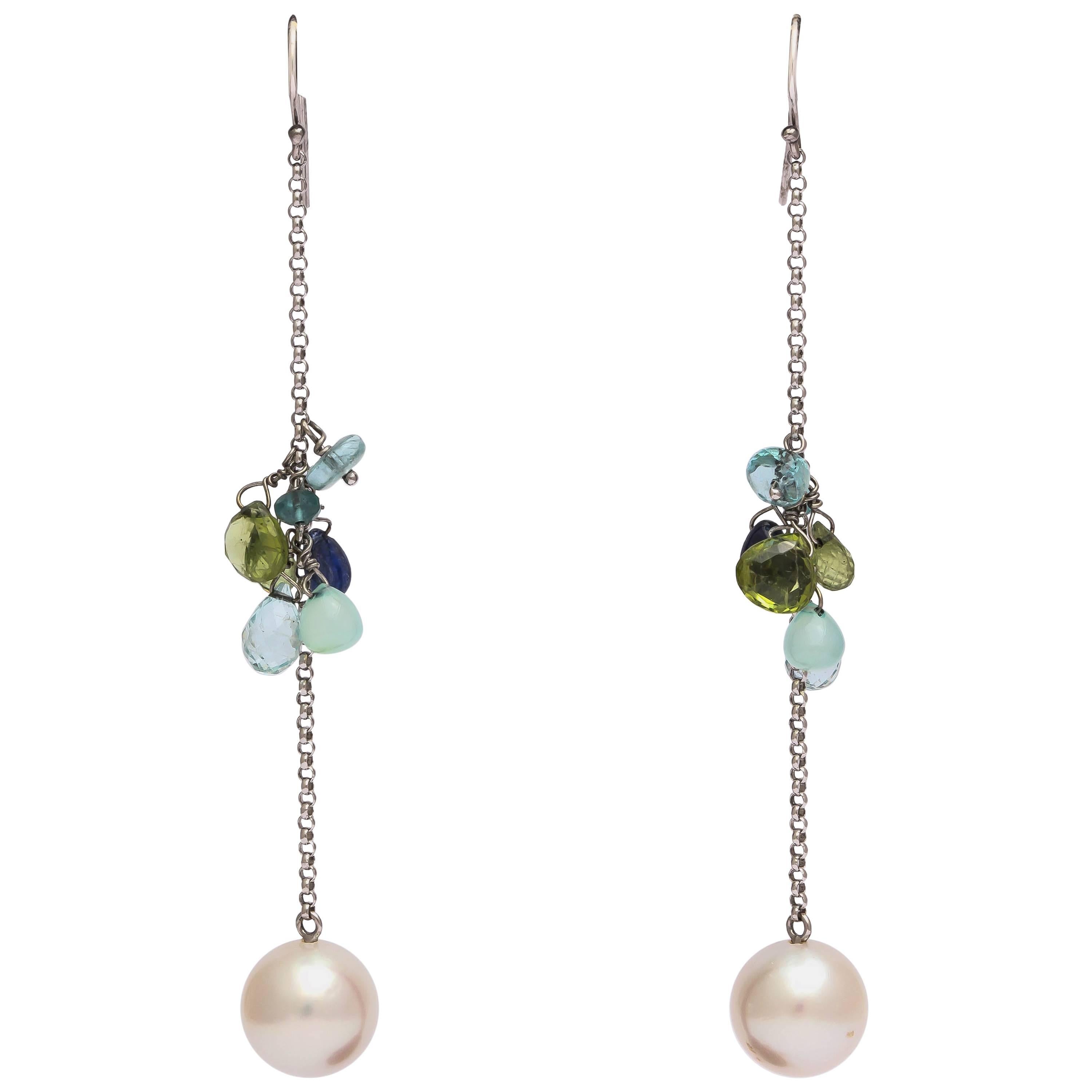Long Unique Gold, South Sea Pearl Earrings For Sale