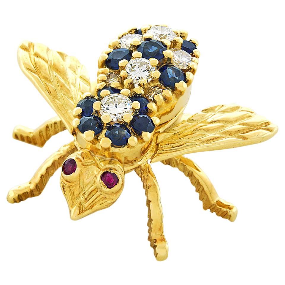Herbert Rosenthal Sapphire and Diamond Gold Bee Pin