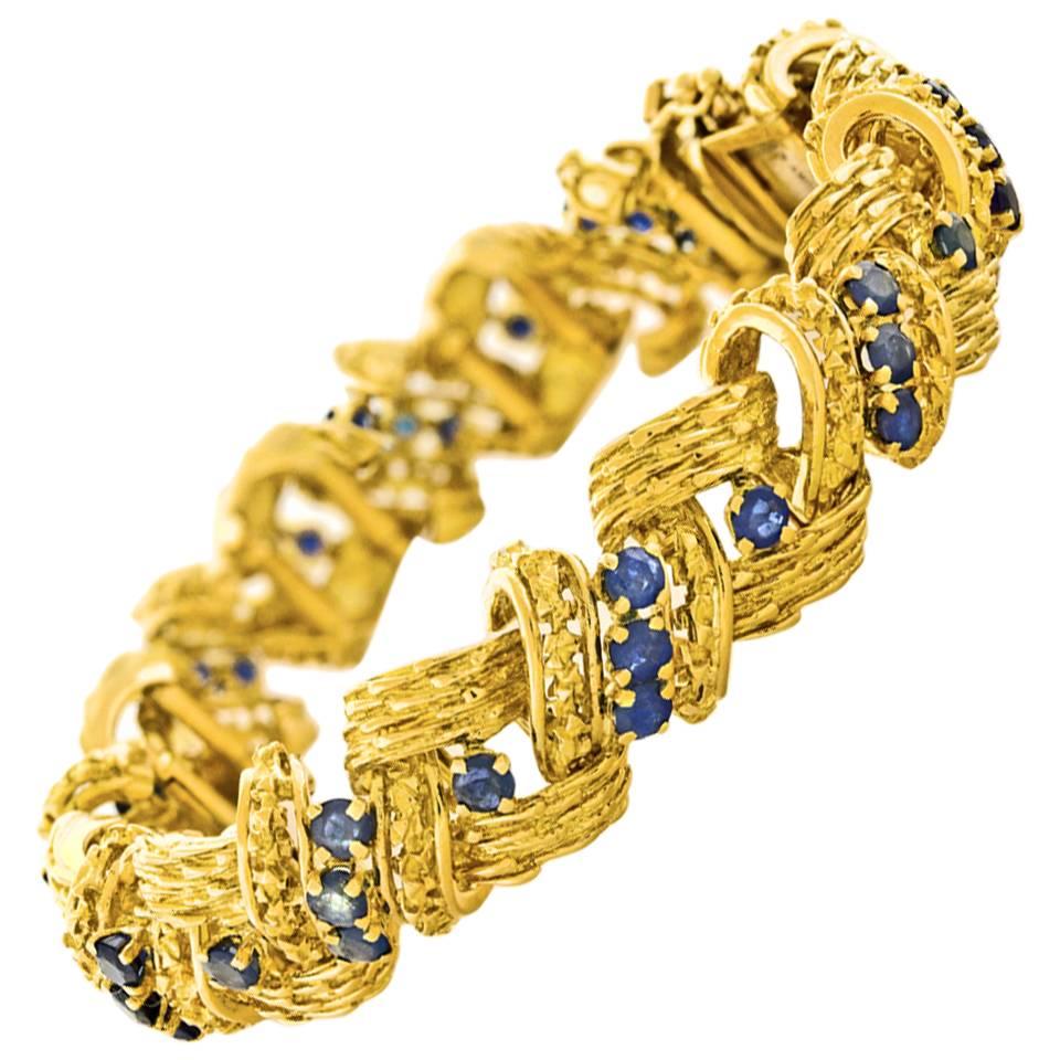 Tiffany & Co. Retro Sapphire Gold Bracelet