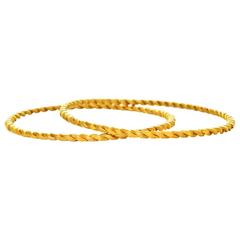 Pair of Gold Rope Twist Bangle Bracelets