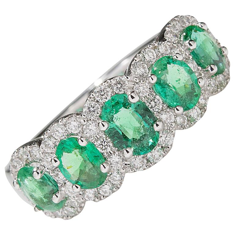 Emerald Diamond Gold Cocktail Ring For Sale at 1stDibs