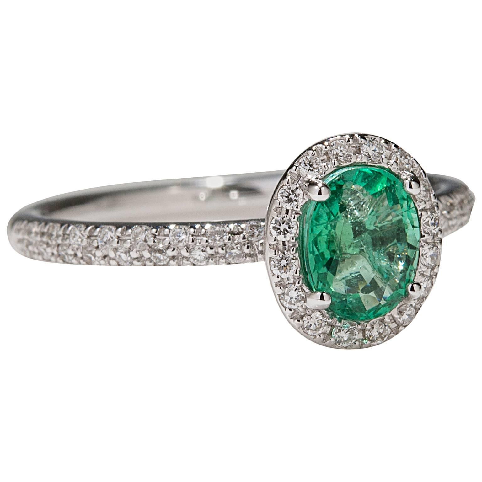 .66 Carat Emerald and Diamond Ring For Sale