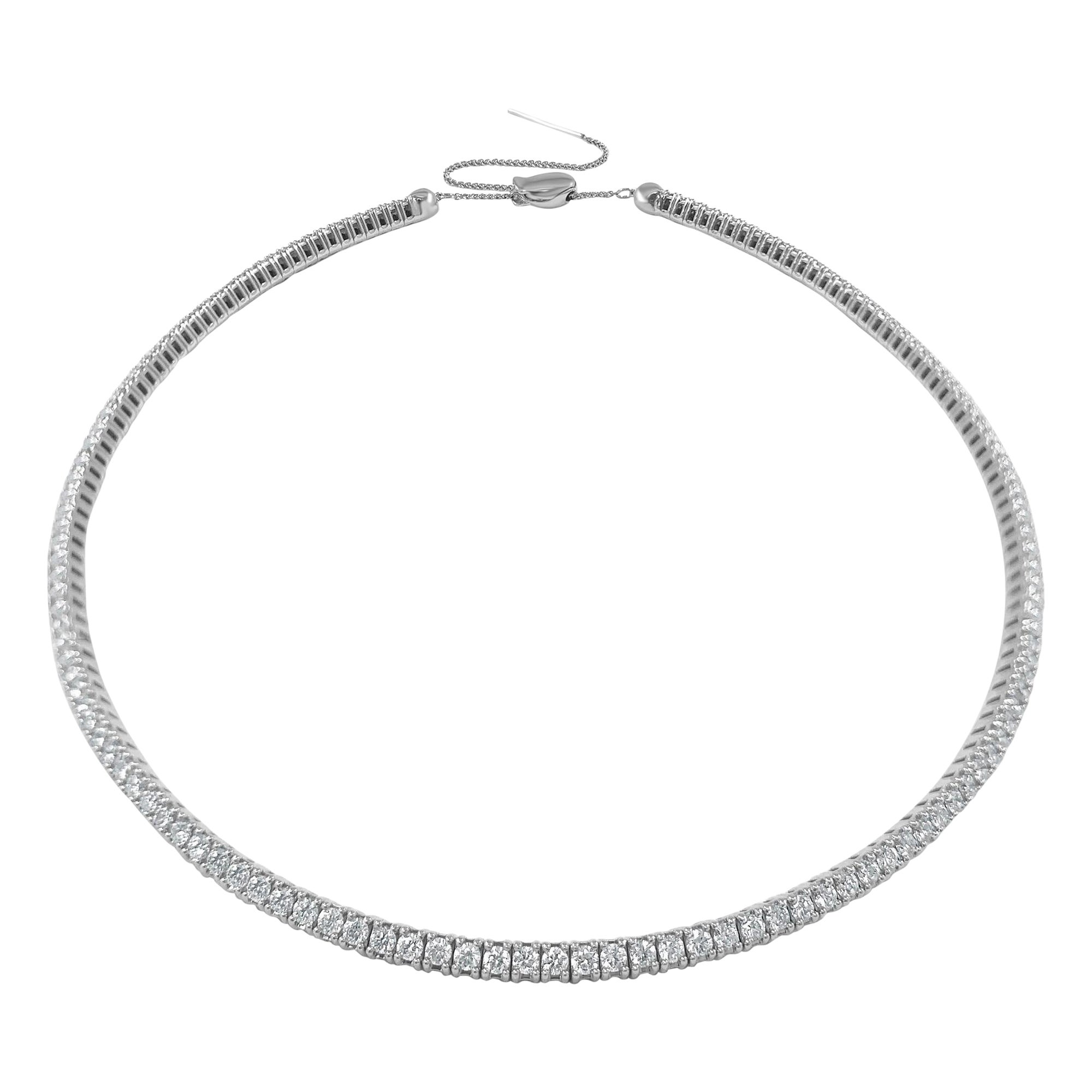 18 Karat White Gold 5.28 Carat Diamond Choker Necklace For Sale