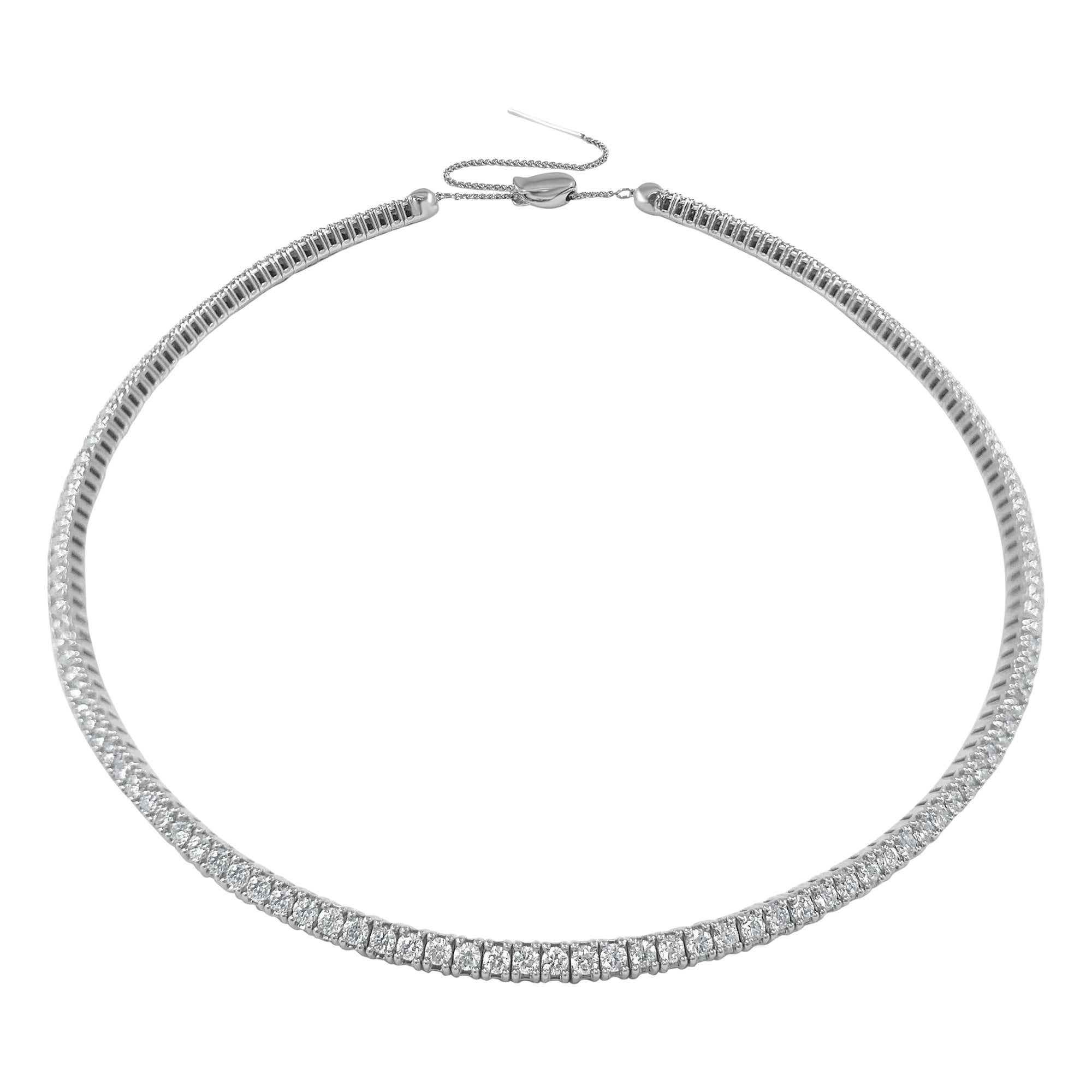 Collier ras du cou en or blanc 18 carats avec diamants de 5,28 carats