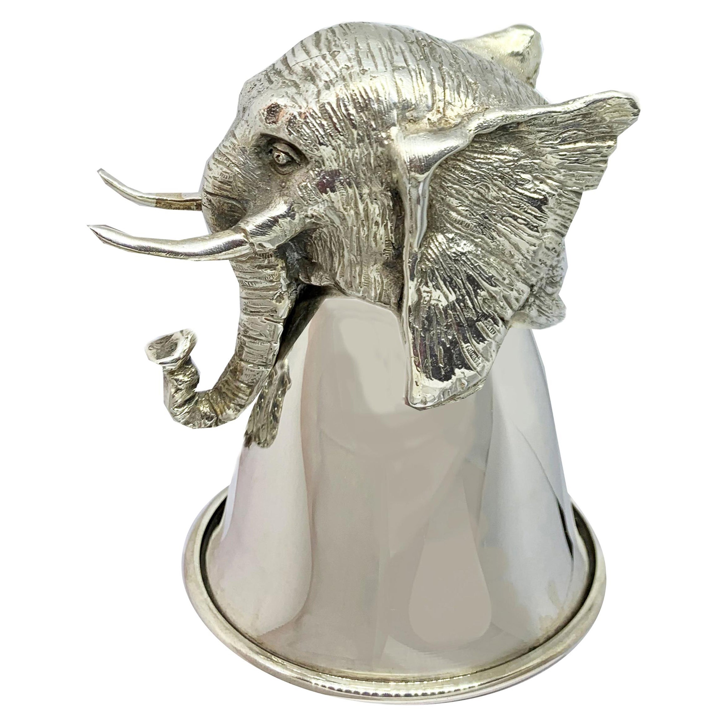 Sterling Silver Wine Glass Elephant, One of a Set of 12 Different Animals For Sale