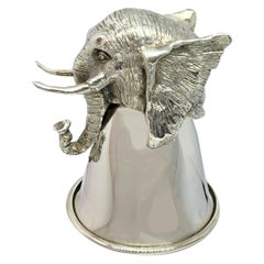 Sterling Silver Wine Glass Elephant, One of a Set of 12 Different Animals