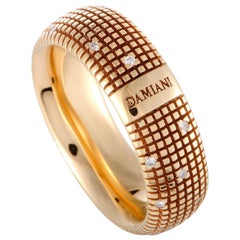 Damiani Metropolitan 18 Karat Rose Gold 18 Diamonds Textured Band Ring