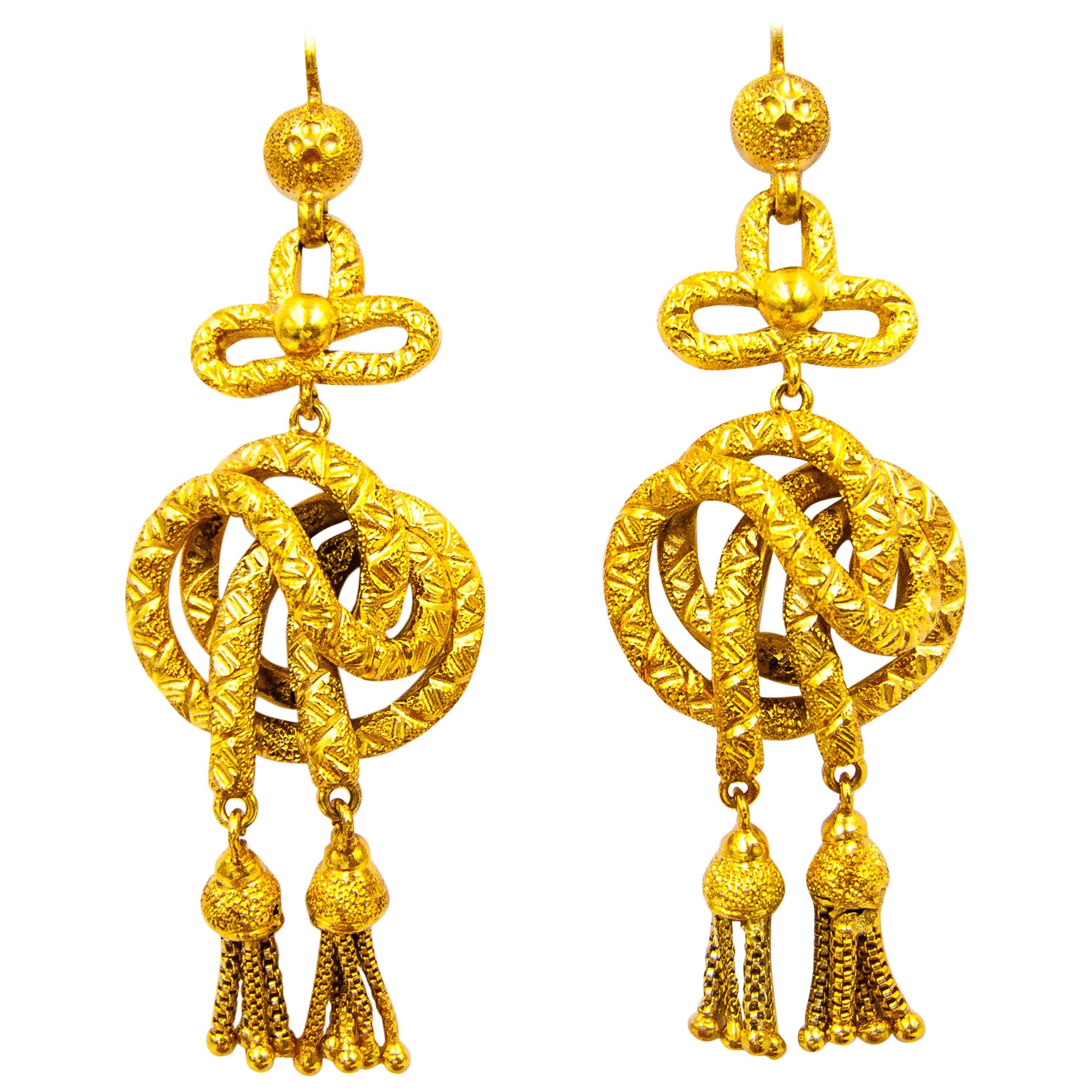 Spectacular Victorian Gold Tassel Earrings