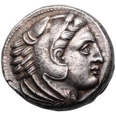 Antique Ancient Greek Silver Tetradrachm Coin of Alexander the Great