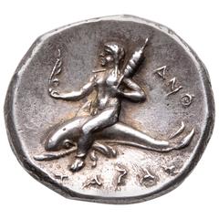 Beautiful Ancient Greek Silver Didrachm Coin from Taras 