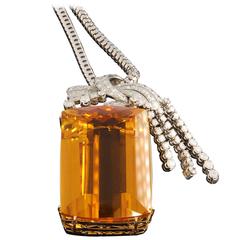 A Magnificent Citrine Diamond Gold Pendant 5