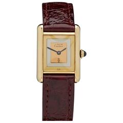 Montre-bracelet Must De Cartier Tank en argent sterling plaqué or jaune Cartier