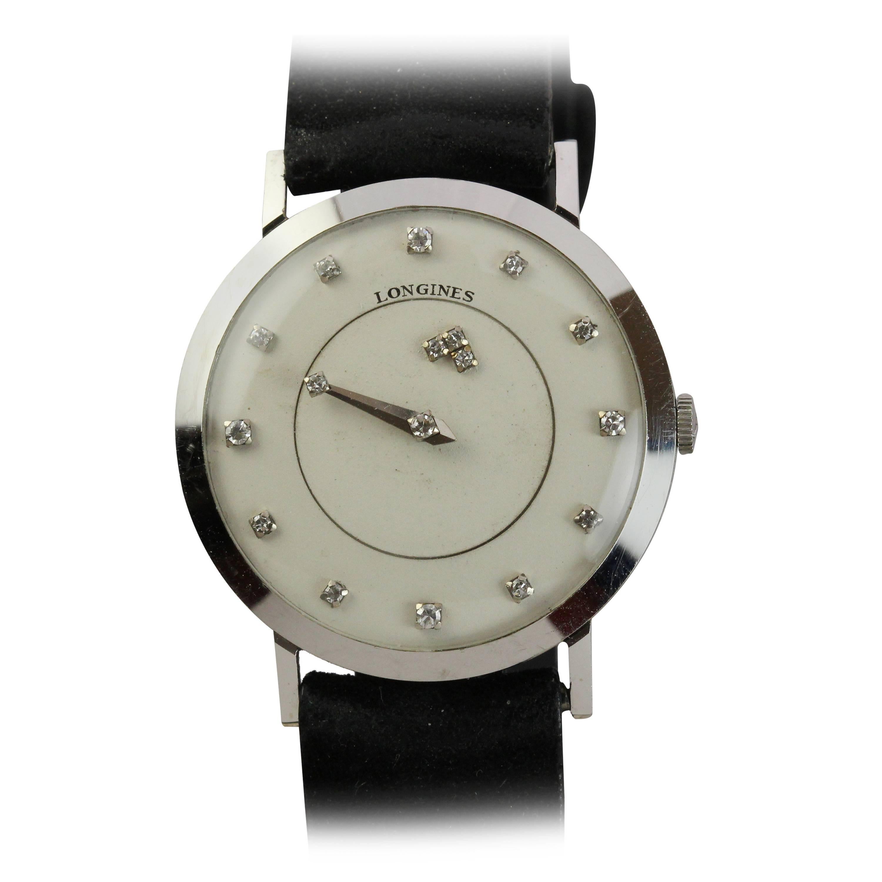 Longines White Gold Mystery Dial Wristwatch 
