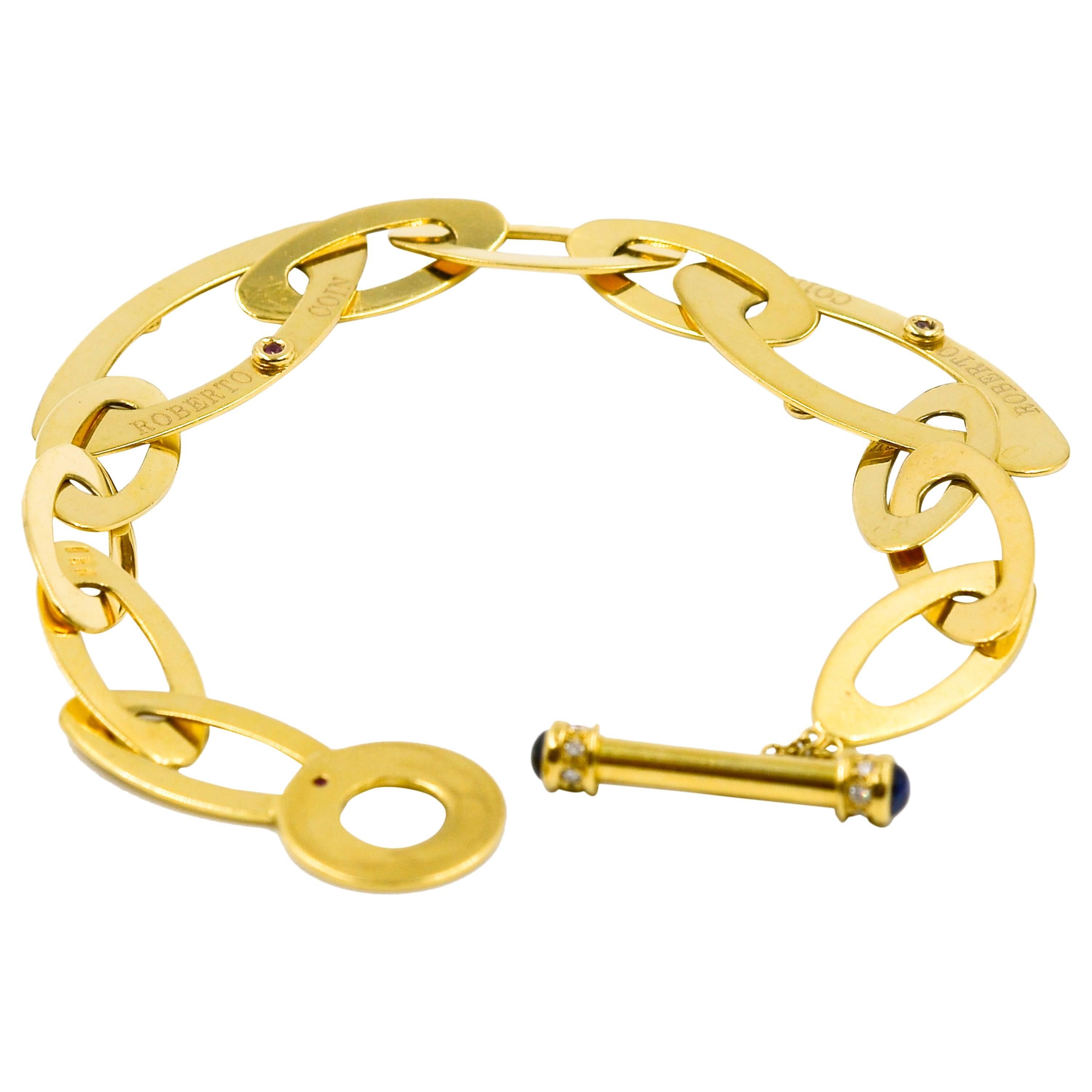 Roberto Coin Chic & Shine Diamond gold link Bracelet For Sale