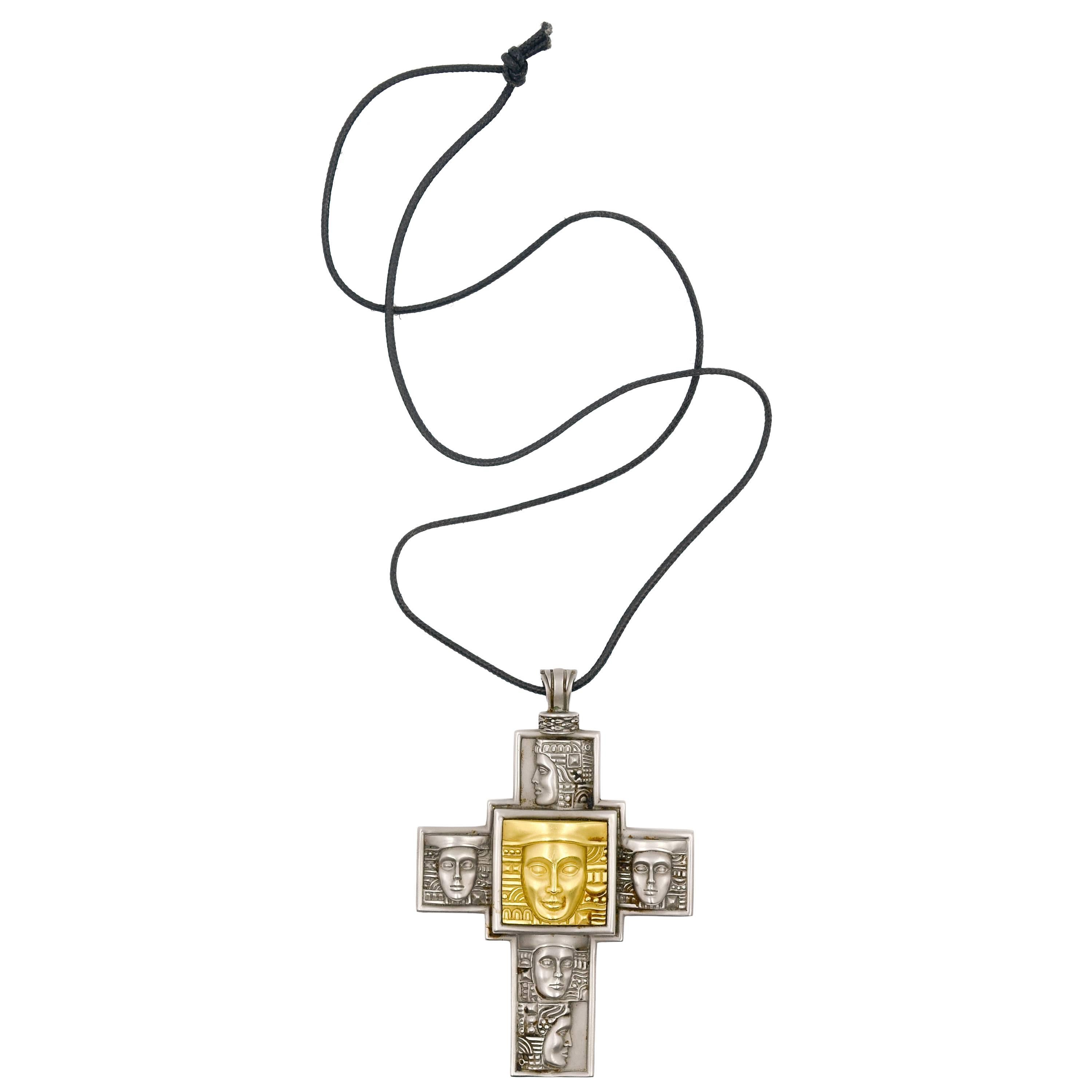 Barry Kieselstein Cord Women Of The World Steel Gold Large Cross