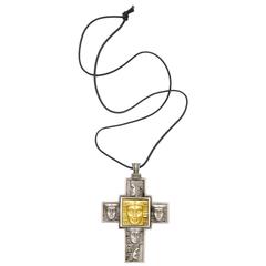 Barry Kieselstein Cord - Grande croix en acier et or « Women Of The World »