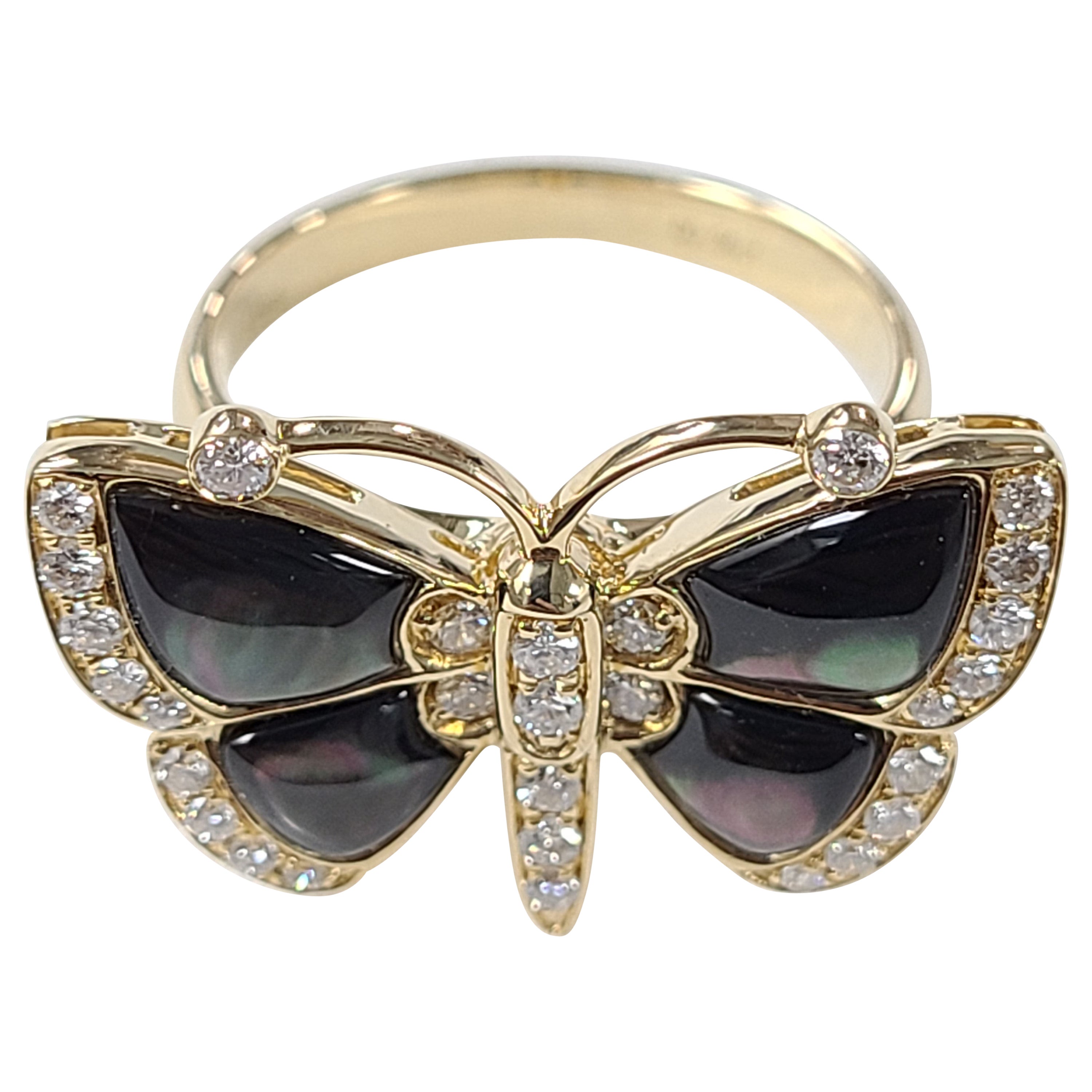 Dual Butterfly Ring with Diamonds in 18 Karat Gold For Sale at 1stDibs
