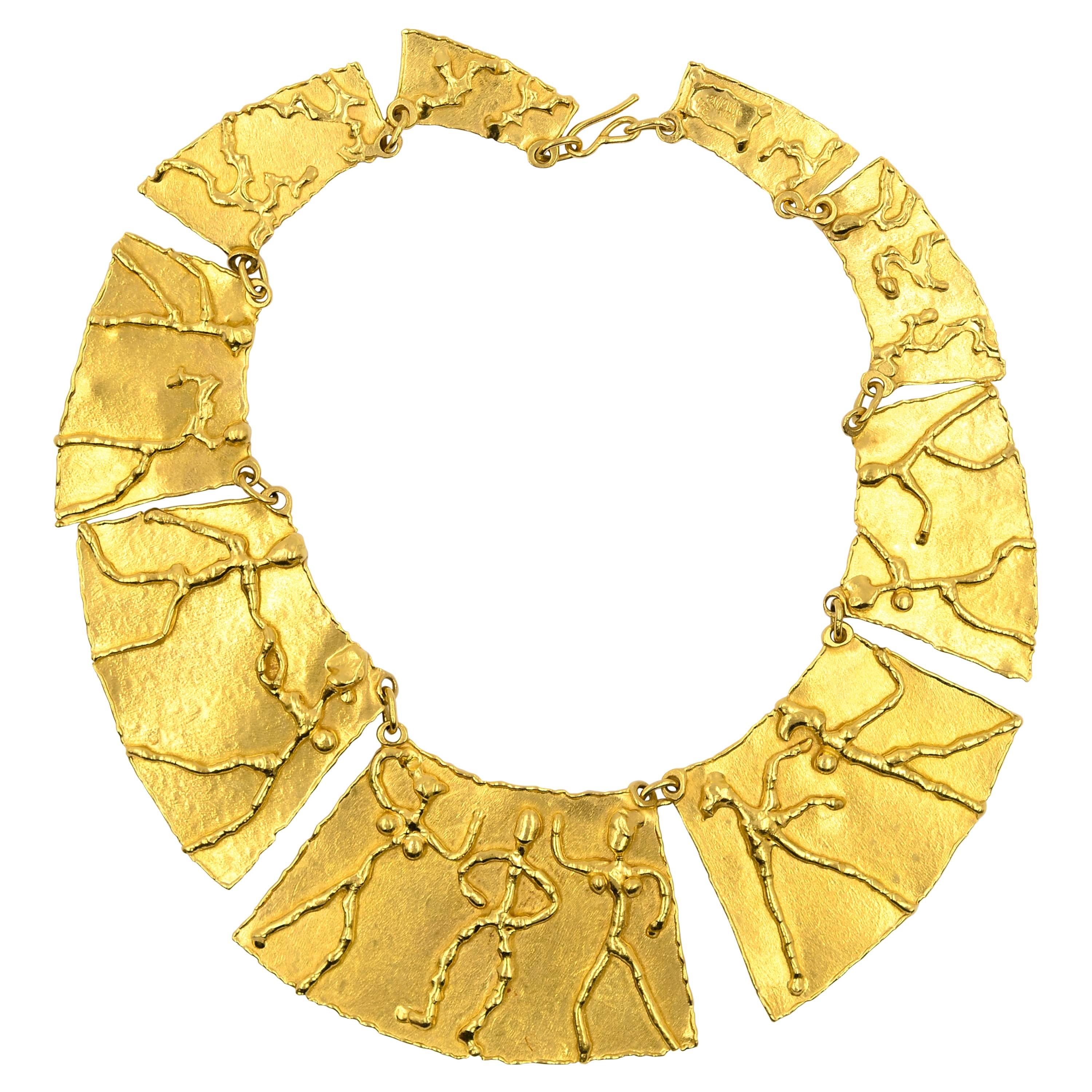 Jean Mahie 9 Link Gold Collar Necklace For Sale