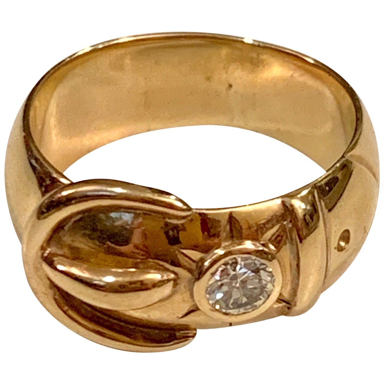 English Diamond Gold Buckle Ring For Sale at 1stDibs