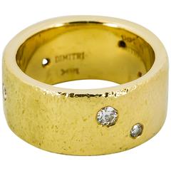 Dimitry hammered finish diamond gold band ring