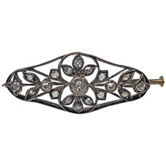 1900s Art Nouveau Diamonds 0.50 Carat Gold Flower Brooch 9