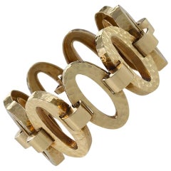 Late 20th Century Gold Hammered Link Bracelet
