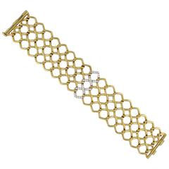 Tiffany & co. Paloma Picasso Woven diamond Gold Link Bracelet