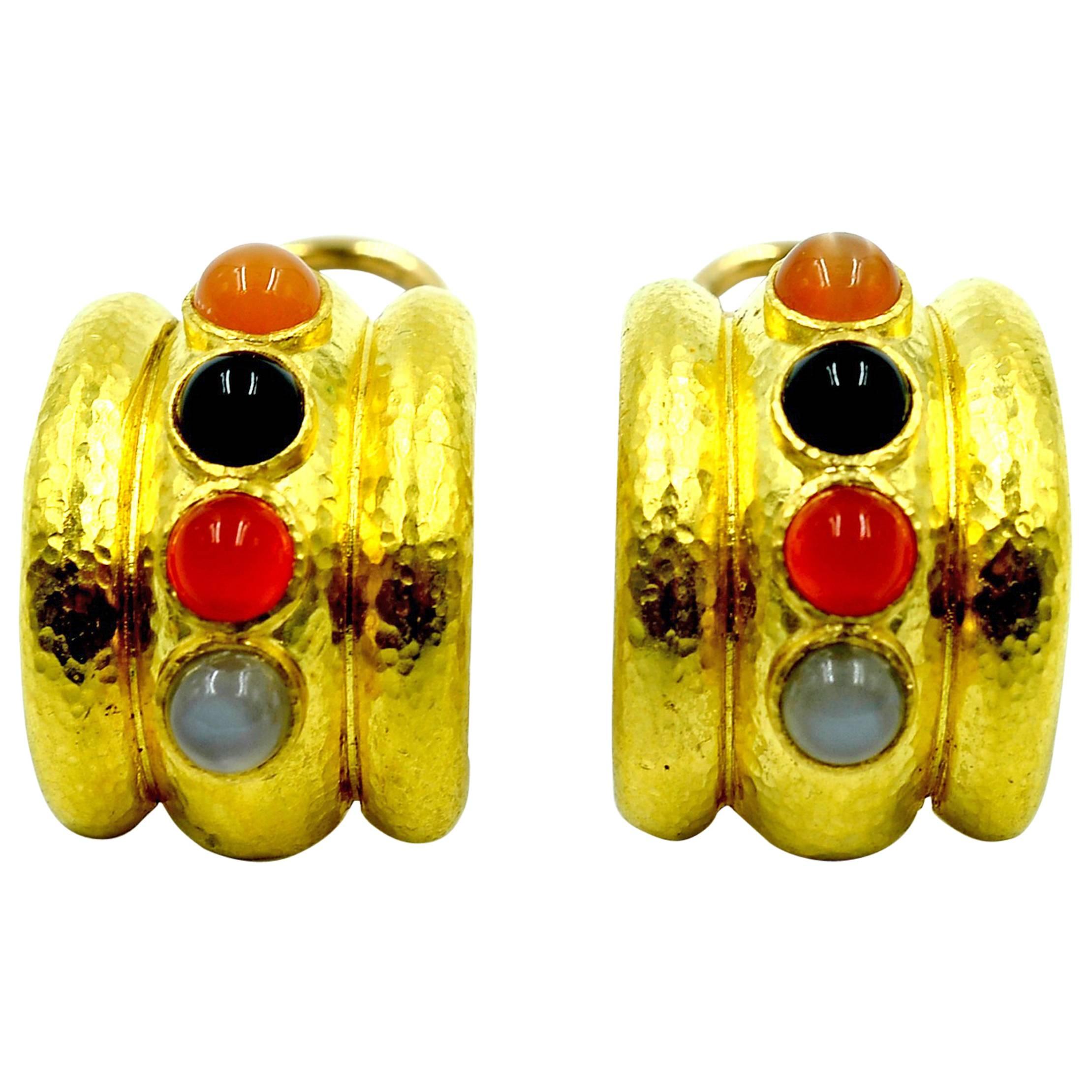 Elizabeth Locke Amalfi Colored Stone Gold Earrings For Sale